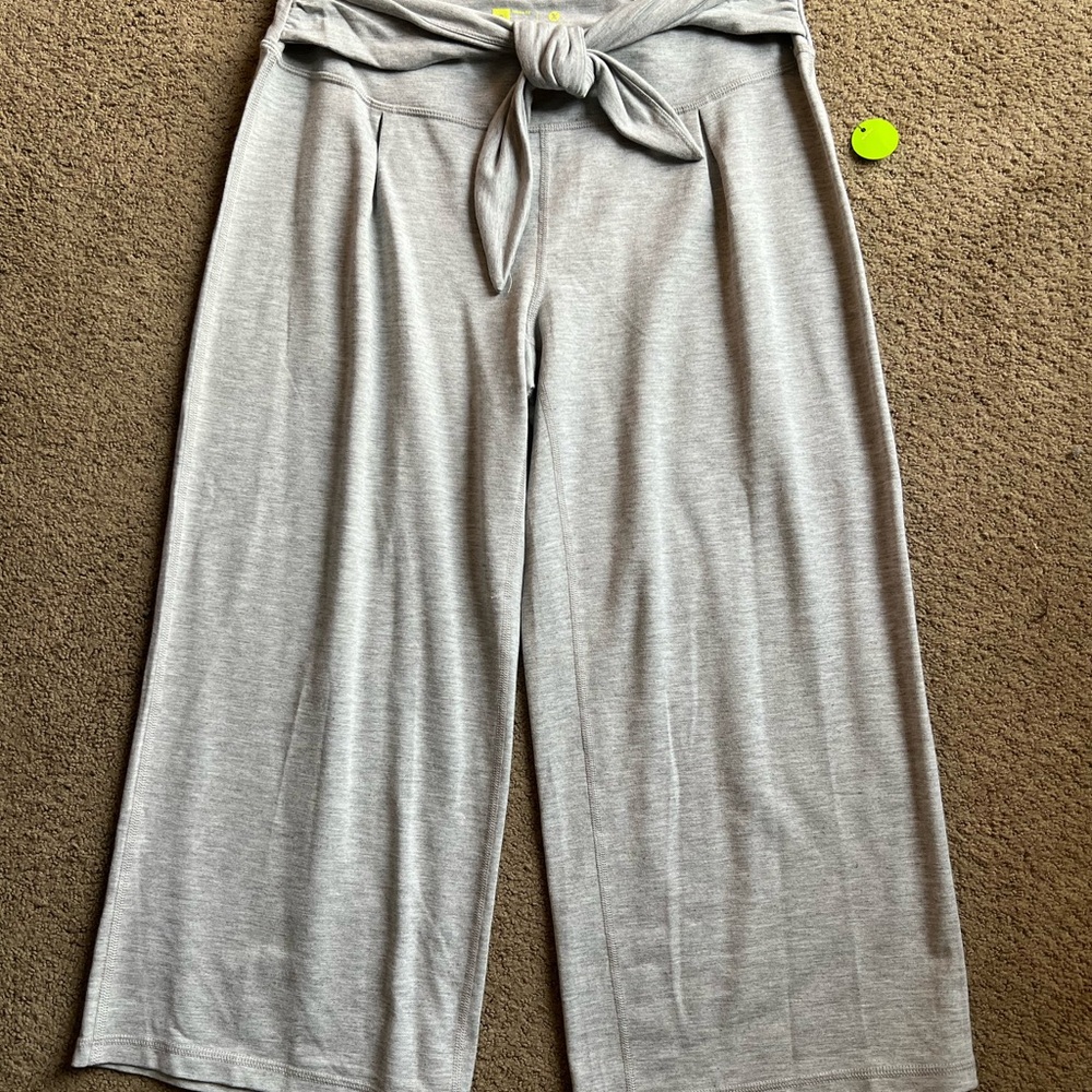 Gray Wide-Leg Tie-Front Pants